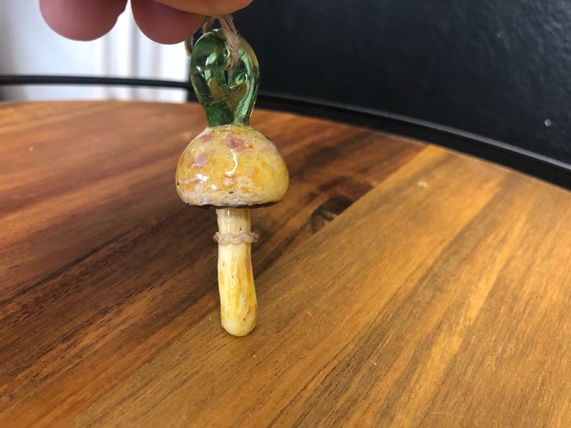 Yellow Toadstool Glass Pendant