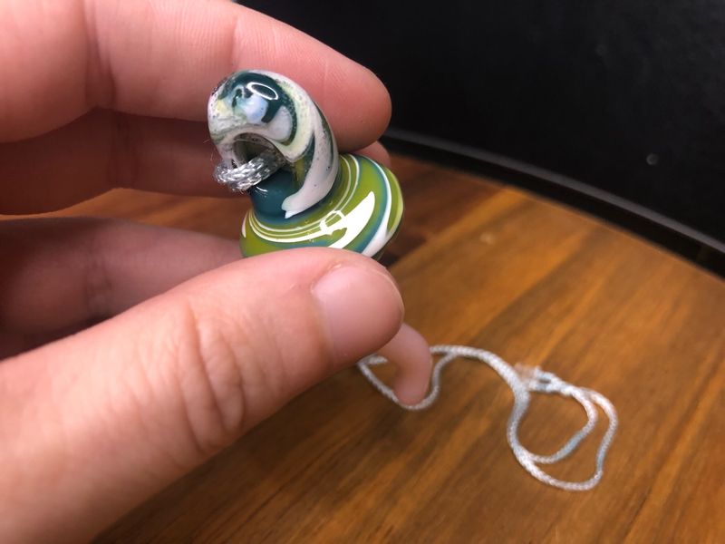 Green And Pink Skinny Shroom Pendant