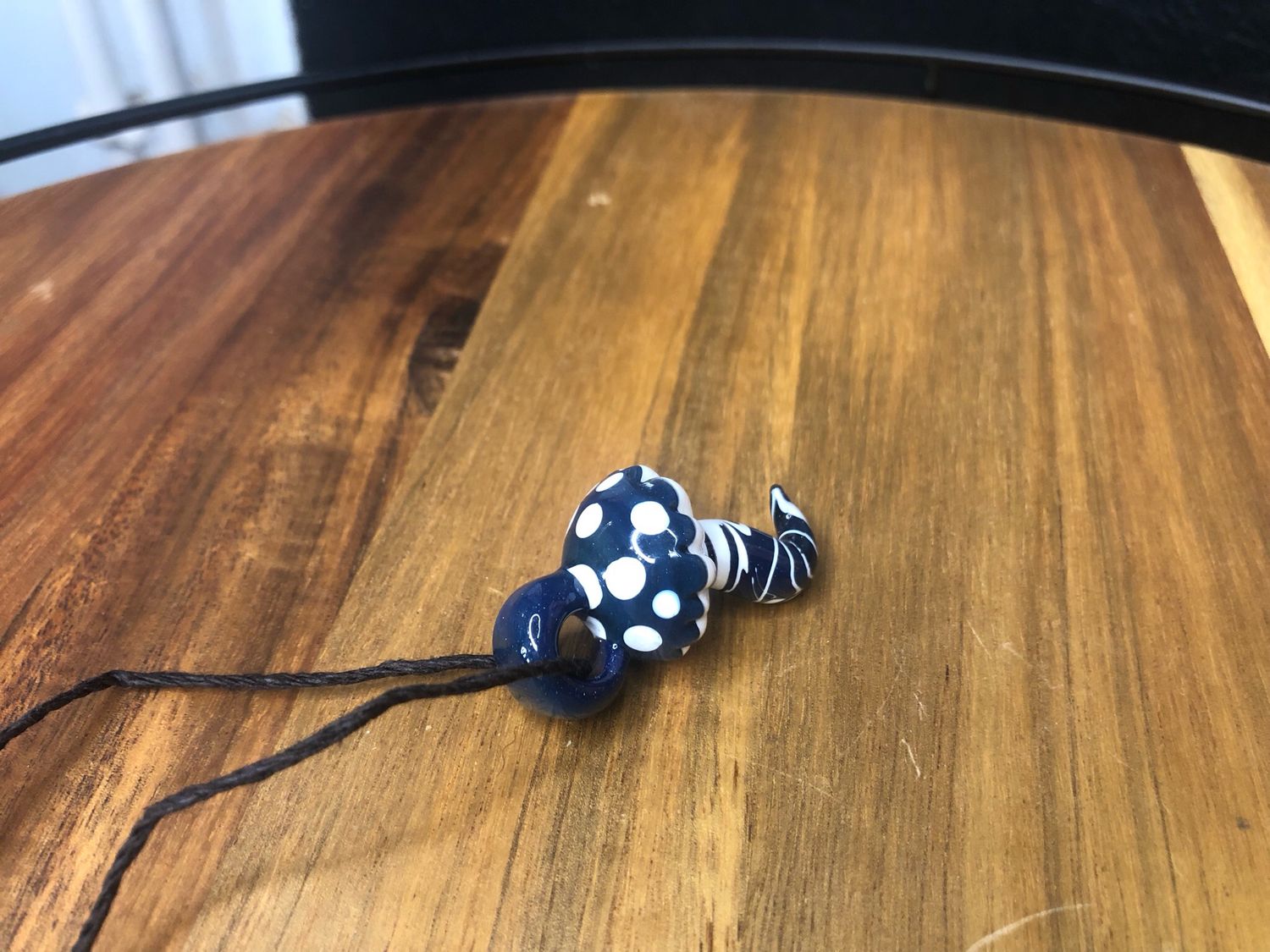 Navy Blue Glass Shroom Pendant