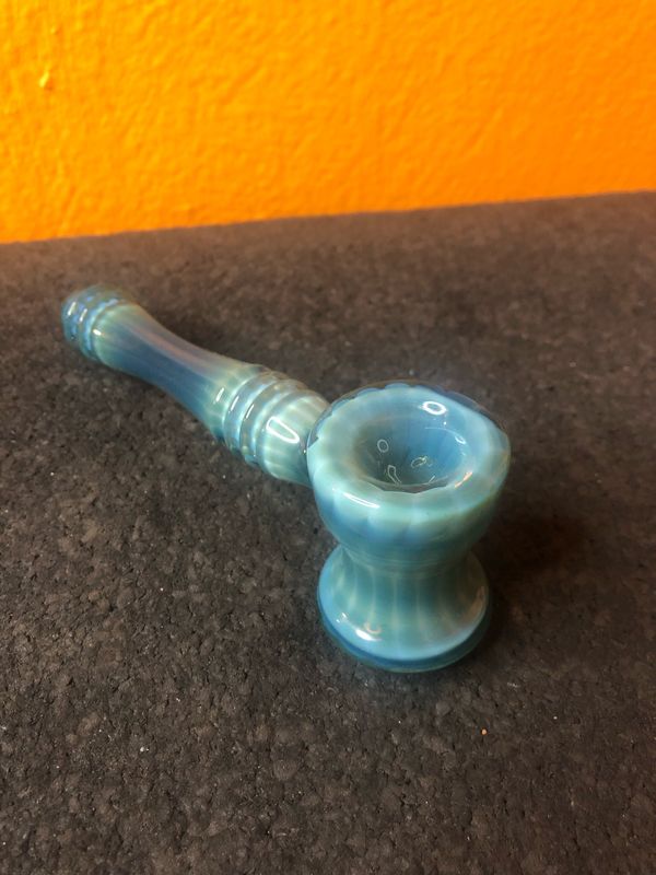 Blue Glass Column Hand Pipe