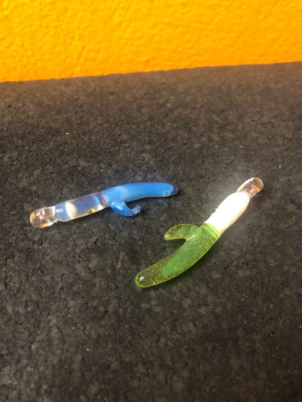 Vibrating Rabbit Glass Charm On Carabiner