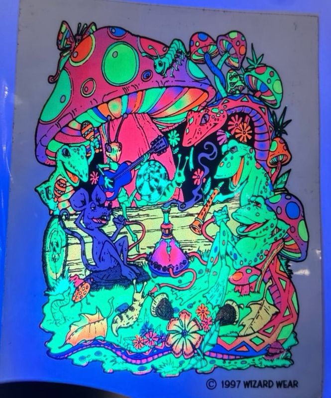 1997 Wizard Wear Swamp Friends Blacklight UV Sticker
