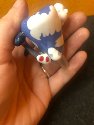 10mm Handblown Clouds Shrooms &amp; Yoshi Eggs Bowl by Homie G Glass
