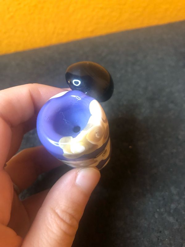 10mm Handblown Shrooms &amp; Clouds Bowl by Homie G Glass