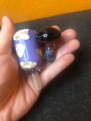 10mm Handblown Shrooms &amp; Clouds Bowl by Homie G Glass