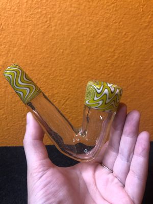 UV Reactive Translucent Wigwag Geometric Sherlock Glass Pipe