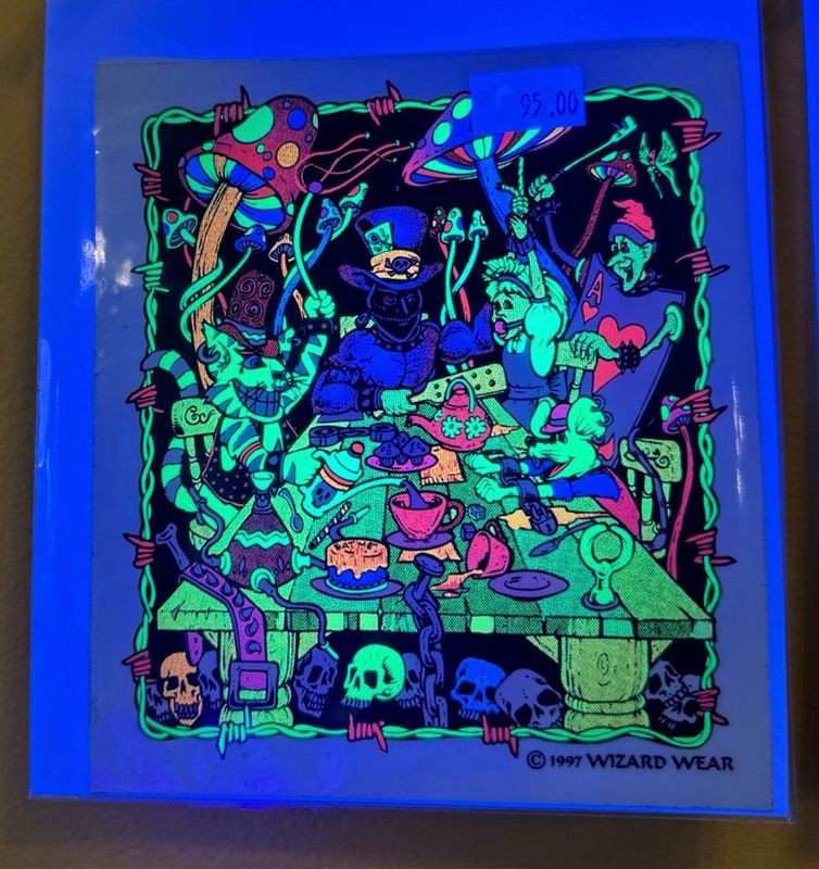 1997 Wizard Wear UV Blacklight Reactive Alice In Dungeon Land Sticker