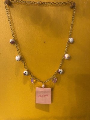 ‘It’s A Girl!’ Transfemme Pride Pink Pearl And Matchbook Necklace