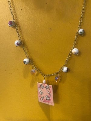 ‘It’s A Girl!’ Transfemme Pride Pink Pearl And Matchbook Necklace