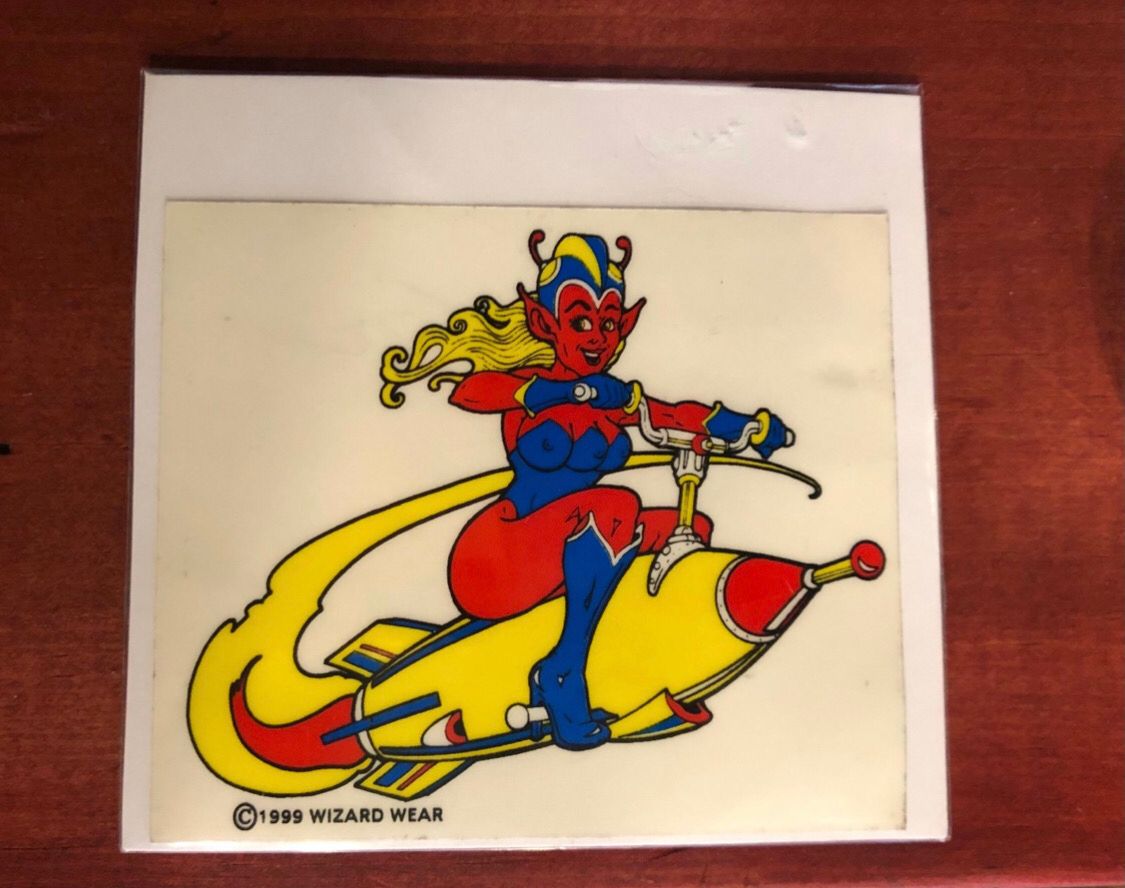 1999 Wizard Wear Alien Spaceship Racer Girl Sticker