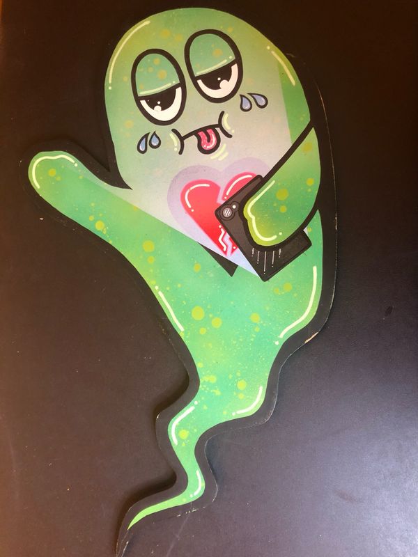 “Ghosted” by Mad Rabbit UV Reactive Painted Wood Decoration