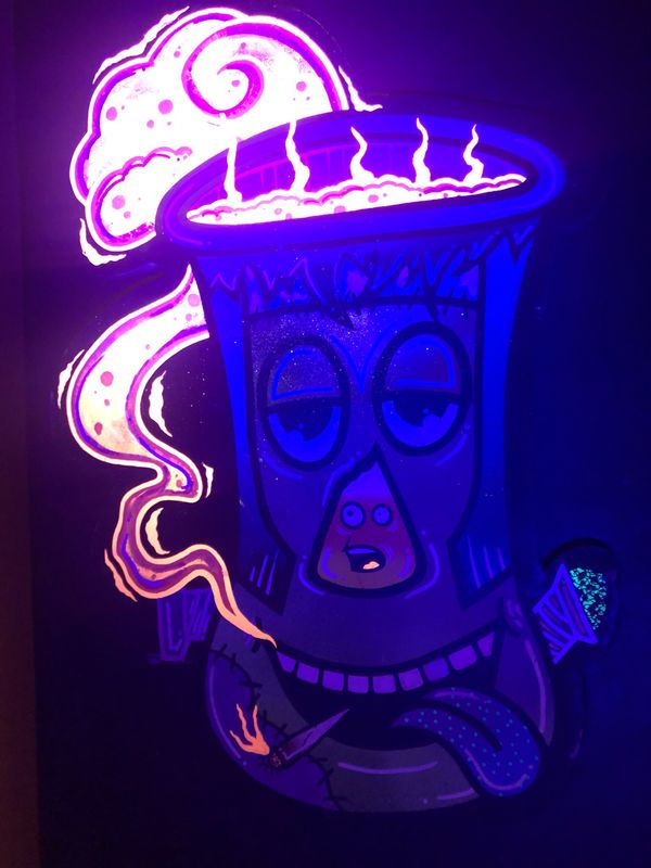 Frankenbong’s Monster by Mad Rabbit UV Reactive Painted Wooden Decoration