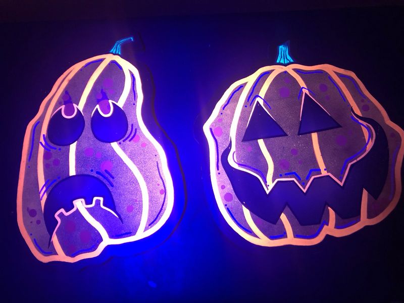 Trick &amp; Treat by Mad Rabbit UV Reactive Painted Wooden Decorations