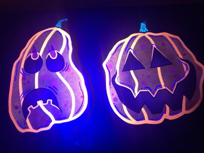 Trick &amp; Treat by Mad Rabbit UV Reactive Painted Wooden Decorations