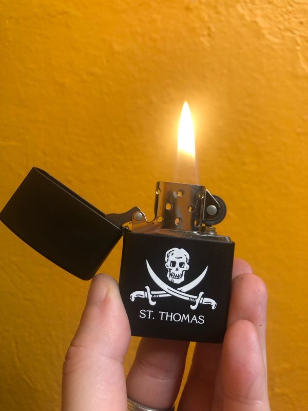 2000s St Thomas Pirate Skull Zippo Lighter