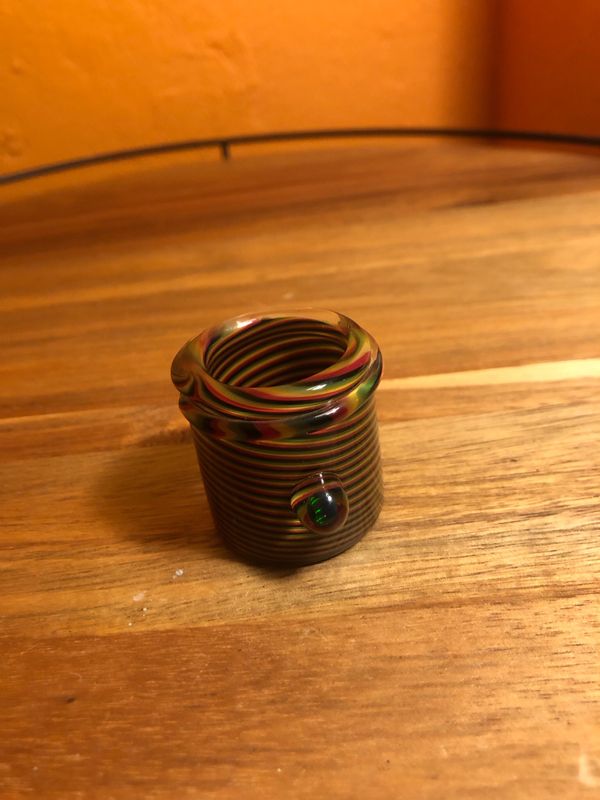 Opal Rasta Rake Handblown Glass Container