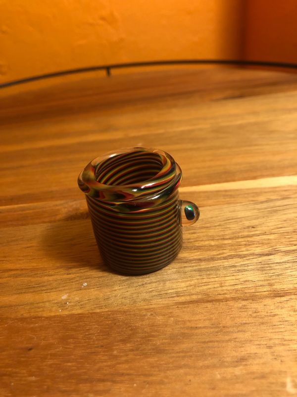 Opal Rasta Rake Handblown Glass Container