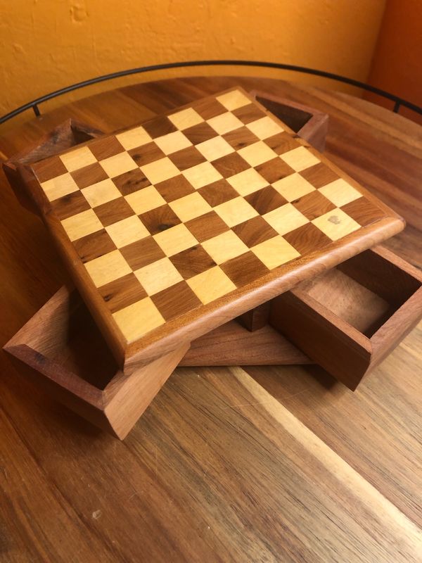 Chessboard Four Chamber Wooden Stash Box