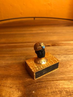African Head Gold Florentine Matchbox Holder