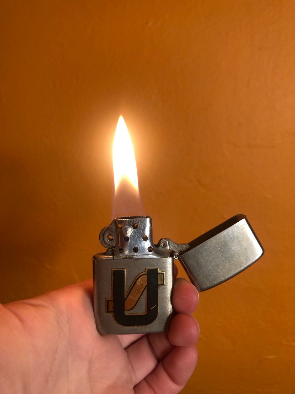 U Logo Varsity Letters Windproof Flip Top Lighter