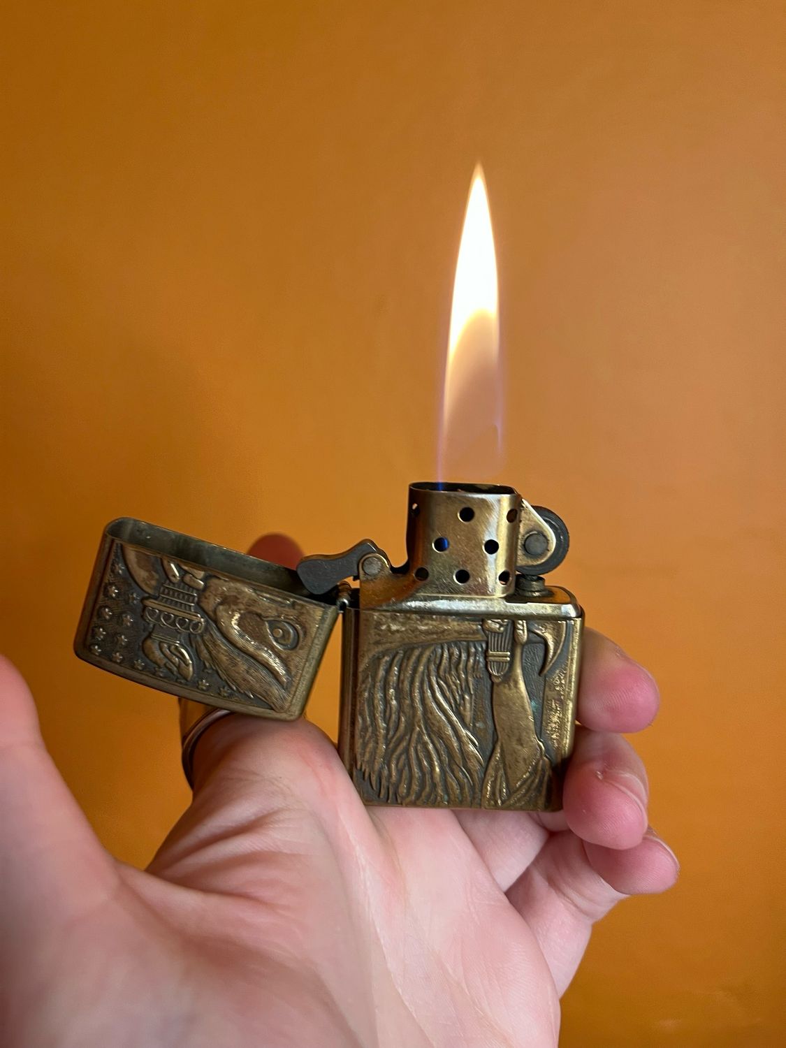 2002 Barrett Smythe Brass Patriotic Zippo Lighter