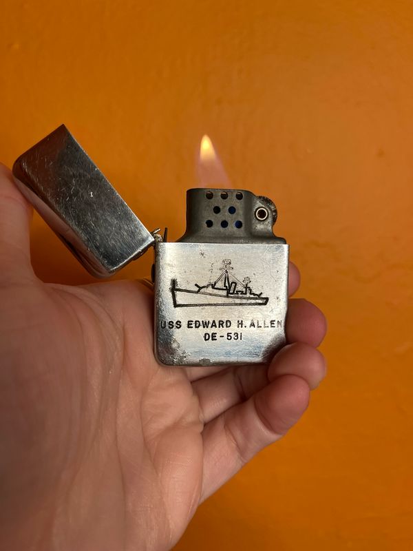 USS Edward H Allen DE-531 Berkeley Industries Flip Top Lighter