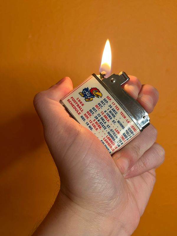 1966 Kansas University Jayhawks John H Outland Scholarship Fund Football Schedule Flat Lighter