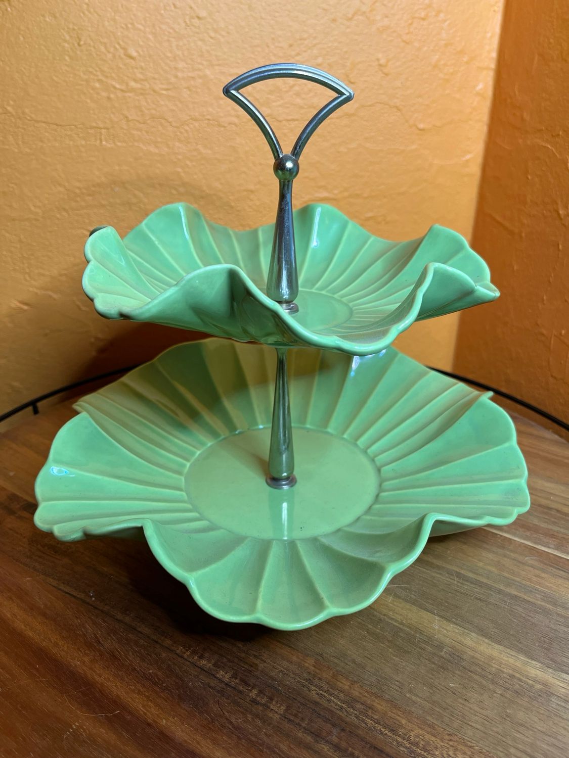 1960s California Pottery 2 Tier Party Snack Serving Dish