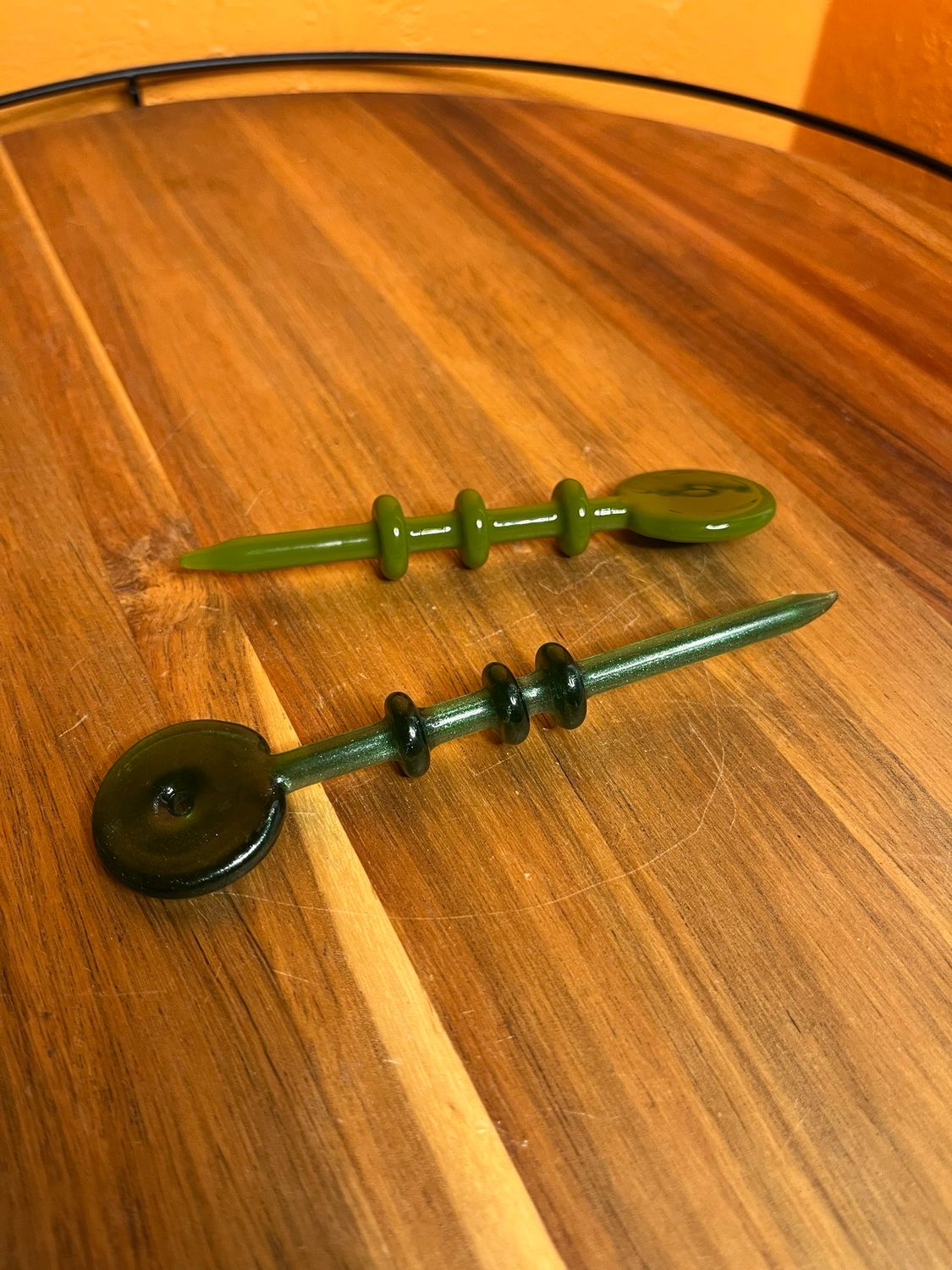 Handblown Green Glass Poker