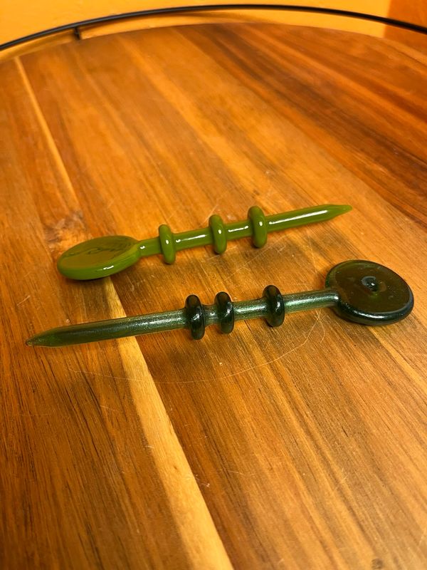 Handblown Green Glass Poker