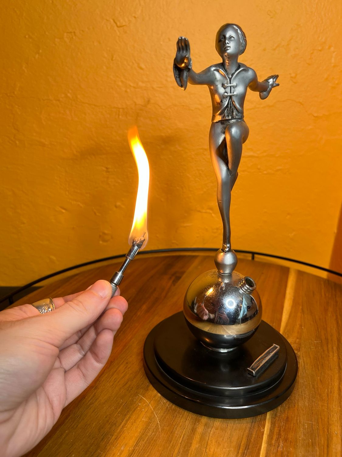 Acrobat Josef Lorenzi Made In England Permanent Match Striker Table Lighter