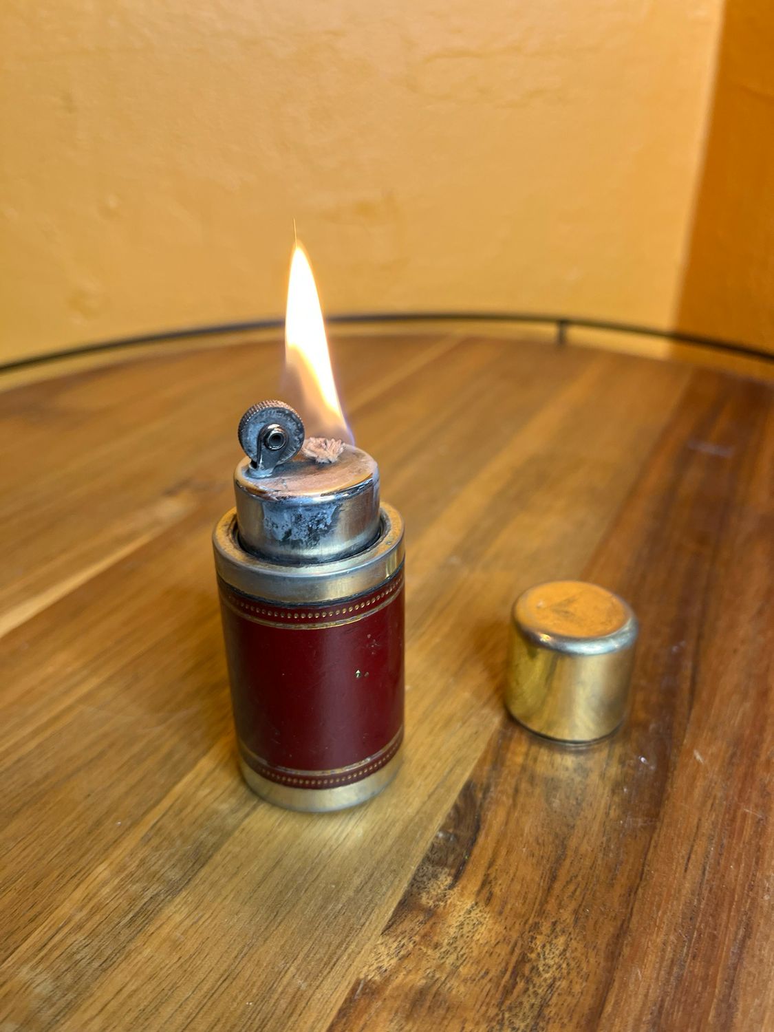 Weighted &amp; Capped Evans Leather Wrapped Table Lighter