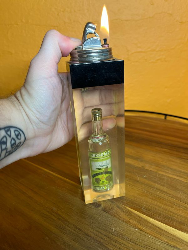 Russkava Russian Vodka Bottle Lucite Table Lighter