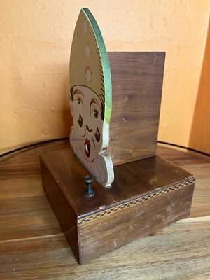 Czechoslovakian Clown Wooden Musical Cigarette Dispenser