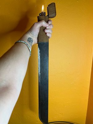 Jason’s Machete Custom Smithed Table Lighter With Stand