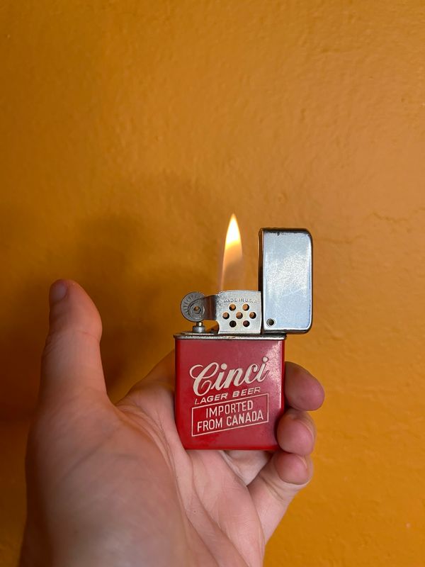 Cinci Lager Beer Imported From Canada Red Flip Top Lighter