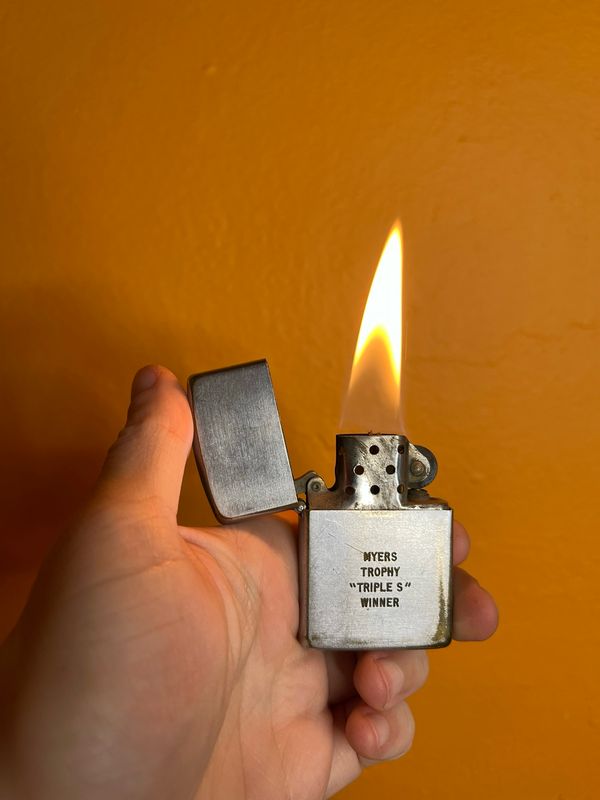 1950s Myers Trophy Triple S Winner Zippo Lighter