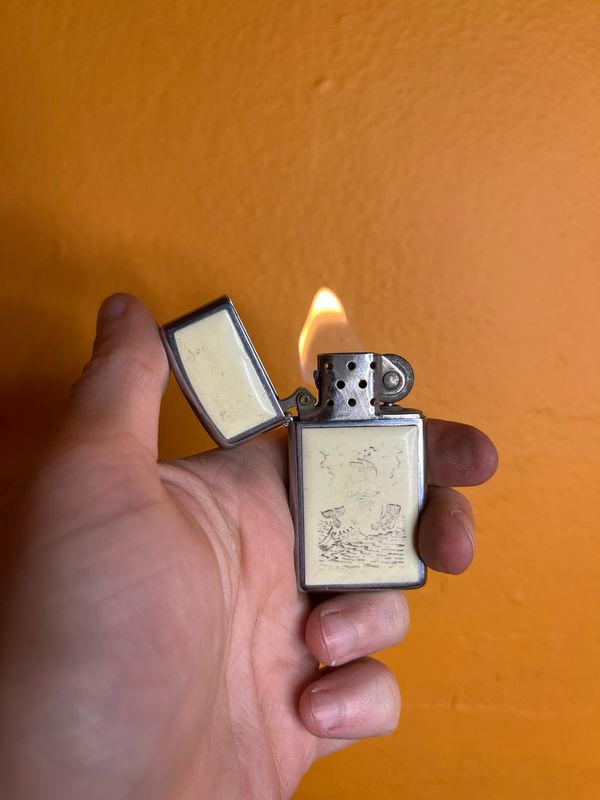 1989 Faded Scrimshaw Zippo Slim Lighter