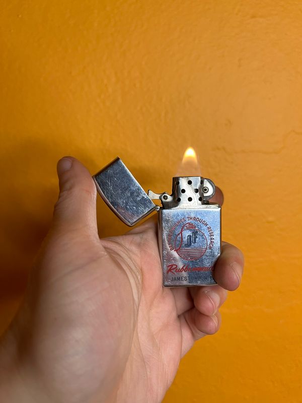 1957 Rubbermaids Jamestown NY Mirrored Zippo Slim Lighter
