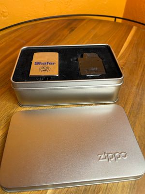 2000 Shafer Logo Ziplight Zippo Lighter With Tin