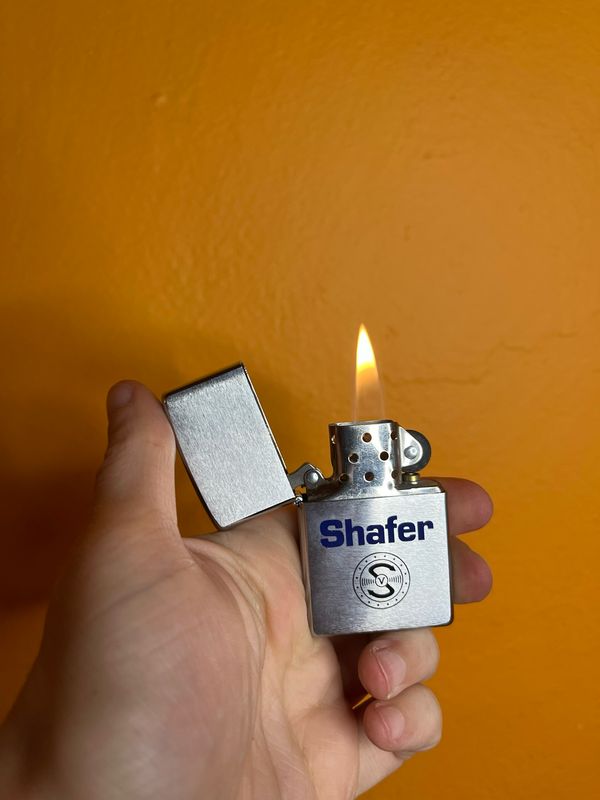 2000 Shafer Logo Ziplight Zippo Lighter With Tin