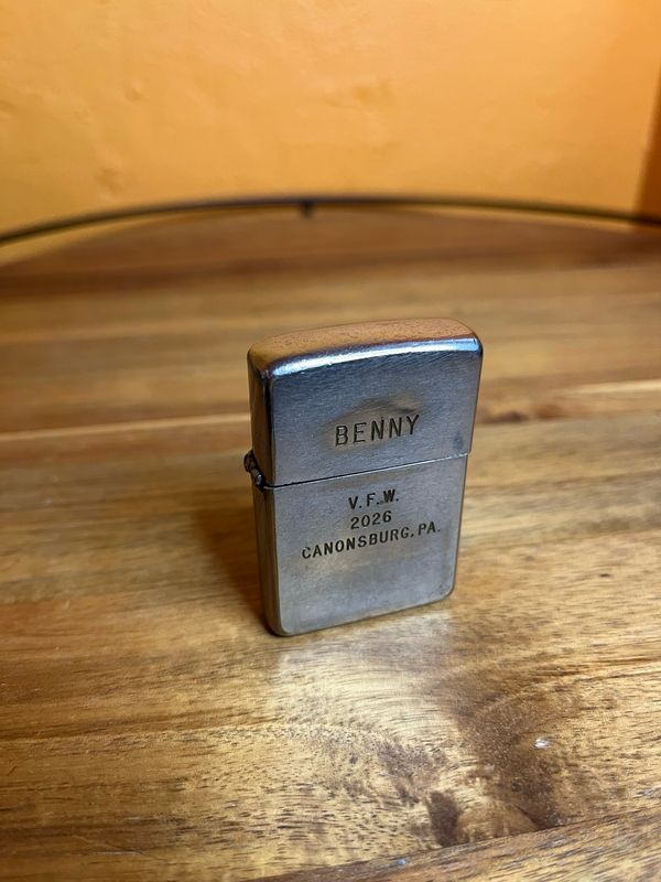 Early 1960s Customized ‘Benny’ VFW 2026 Canonsburg PA Zippo Lighter