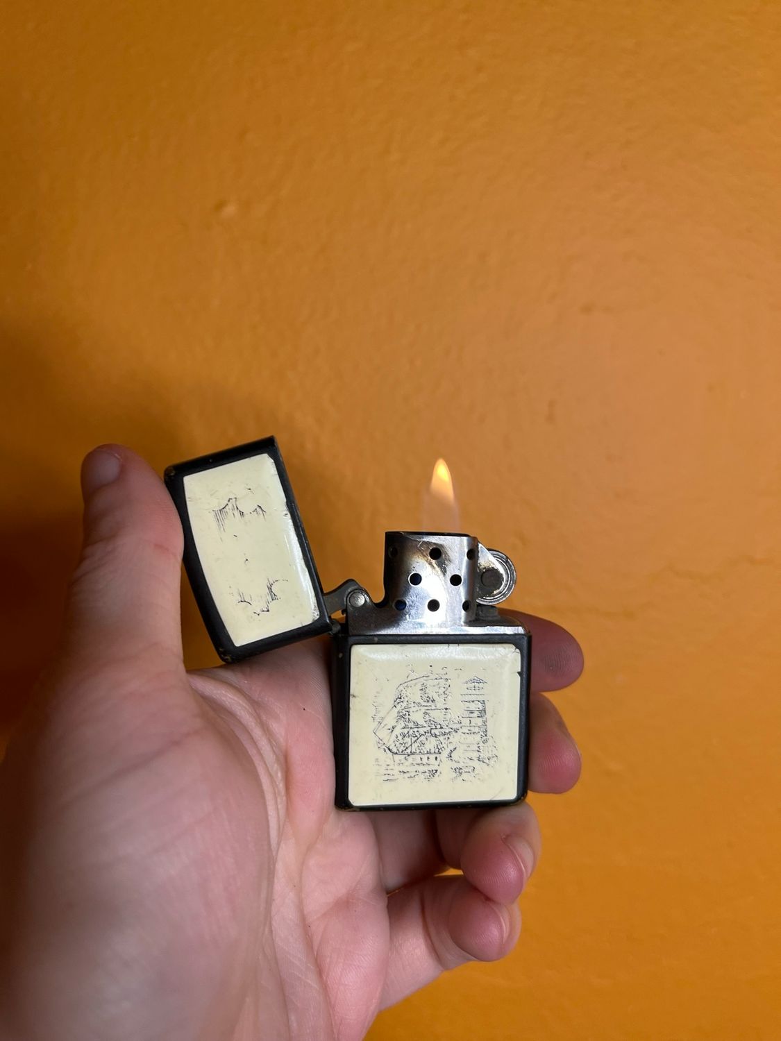 2000 Distressed Scrimshaw Zippo Lighter