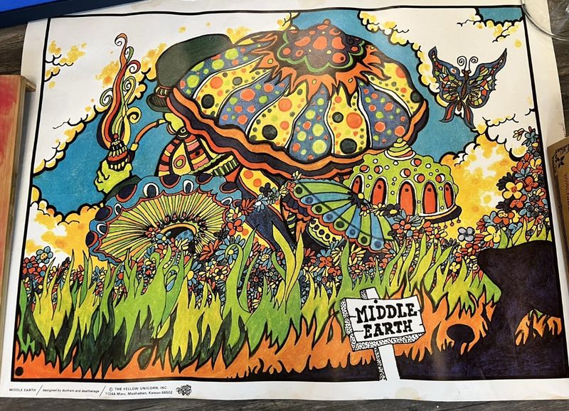 1960s/70s UV Dunham &amp; Deatherage Blacklight Middle Earth Poster