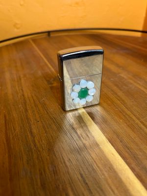 Rownin Collab — 2007 Customized Green Adventurine &amp; Shell Zippo Lighter