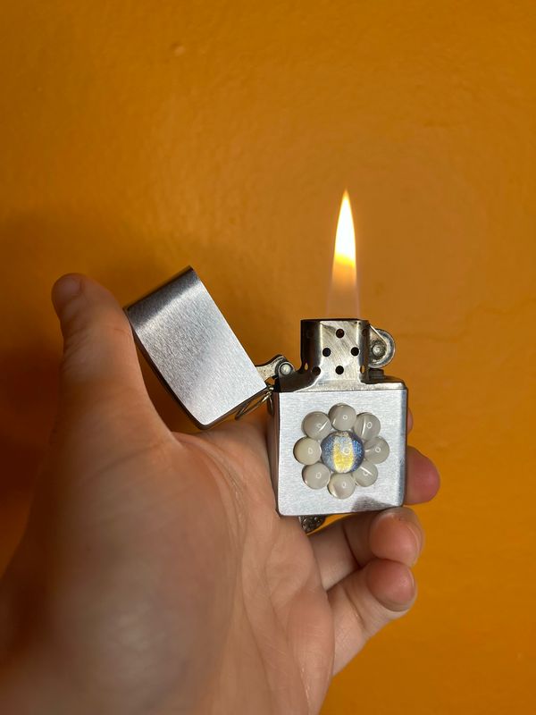 Rownin Collab — 1993 Dichromatic Glass &amp; Cat’s Eye Shell Loss Proof Zippo Lighter