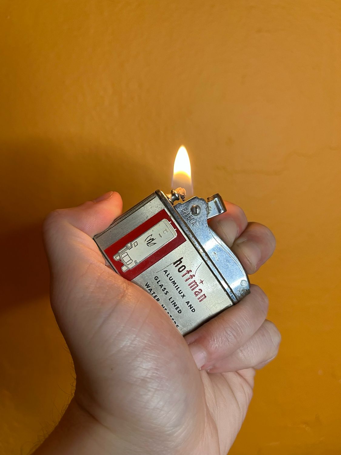 Personalized ‘Dave Lehr’ Hoffman Water Heaters Flat Advert Lighter