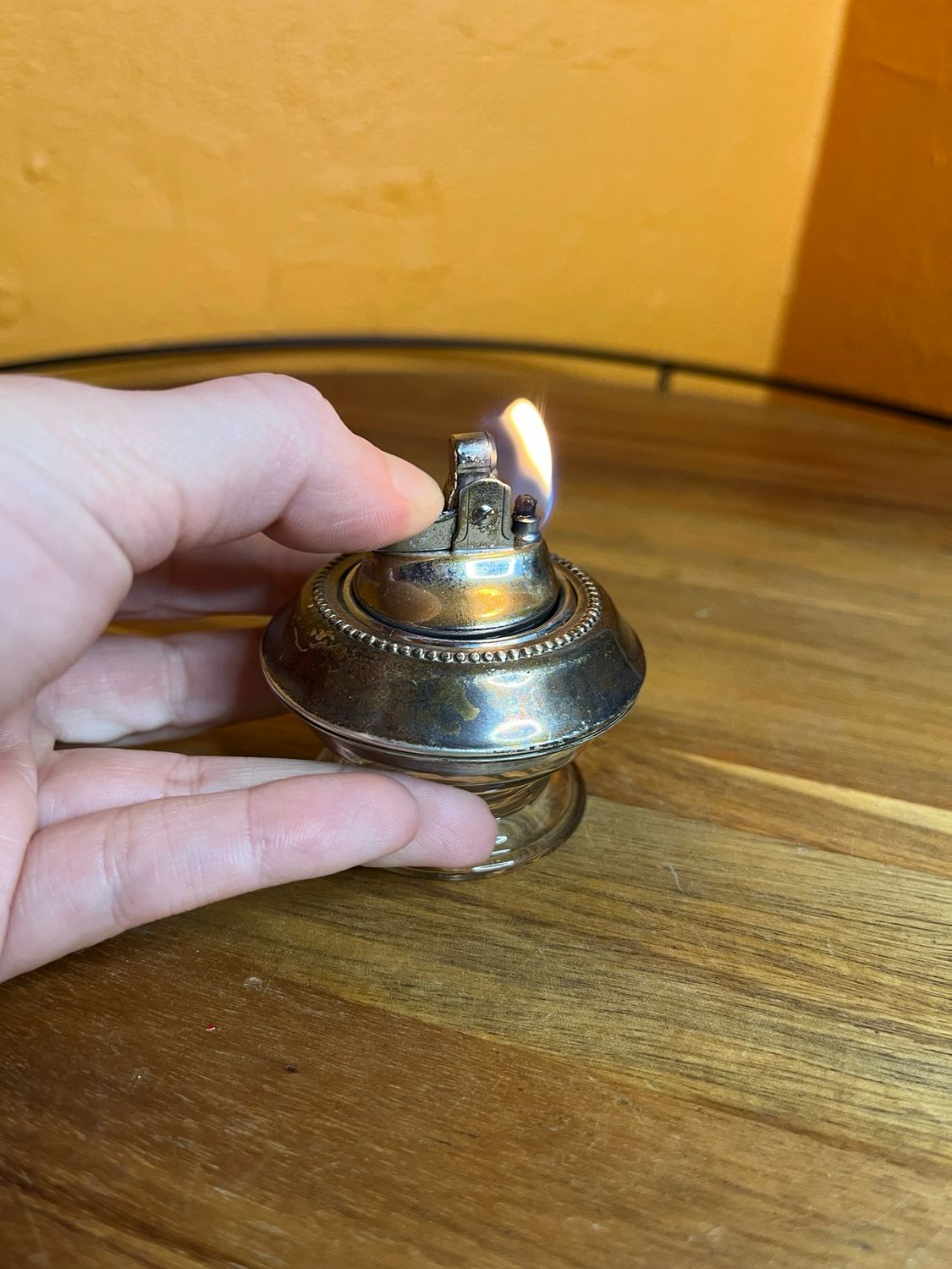 Metal &amp; Glass Table Lighter