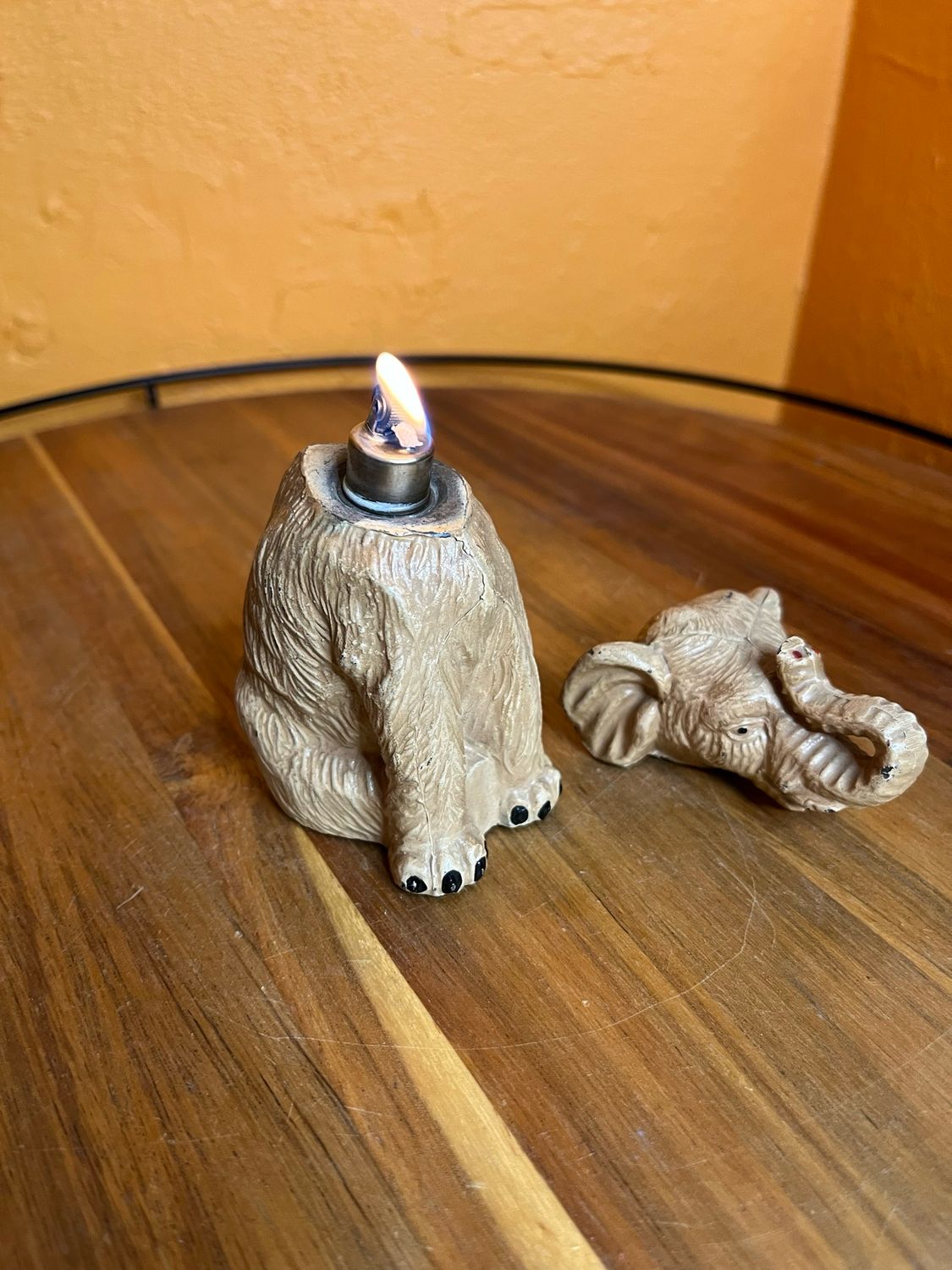 Seated Hairy Elephant Table Lighter