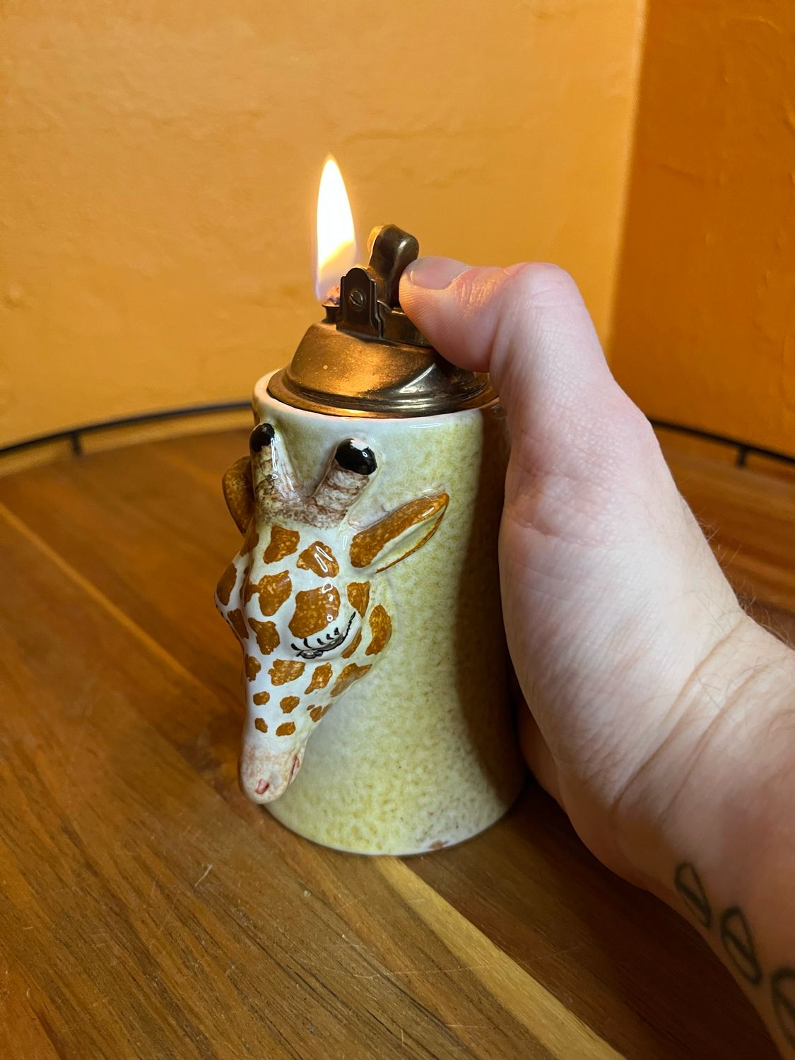 Ceramic Giraffe Head Table Lighter